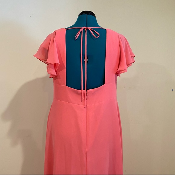 Azazie Watermelon Coral Bridesmaid Prom Long Dress Plus Size 20 - Picture 11 of 16